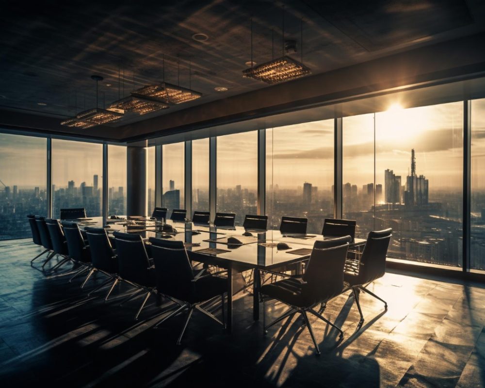 rascacielos-cristal-reflejan-vida-ciudad-al-atardecer-generados-ia